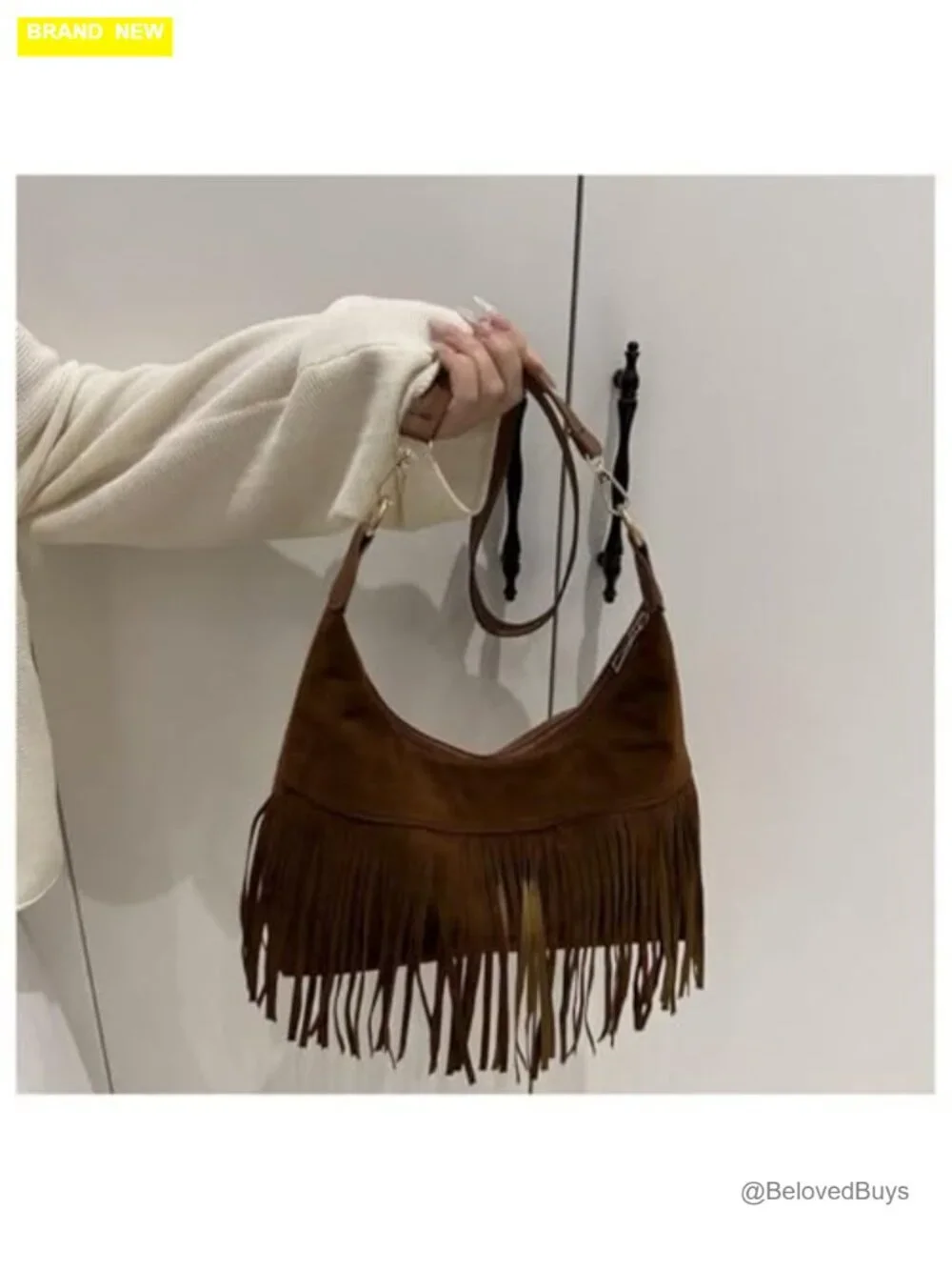 Fringe Hobo Bag Western Purse Shoulder Bag Vegan Suede Tassel Hippie Crossbody